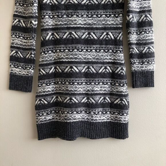 Garage Comfy Stretch Knit Stripe Scoop Neck Long Sleeve Mini Dress Grey - Picture 10 of 13